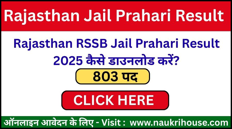 Rajasthan RSSB Jail Prahari Result 2025