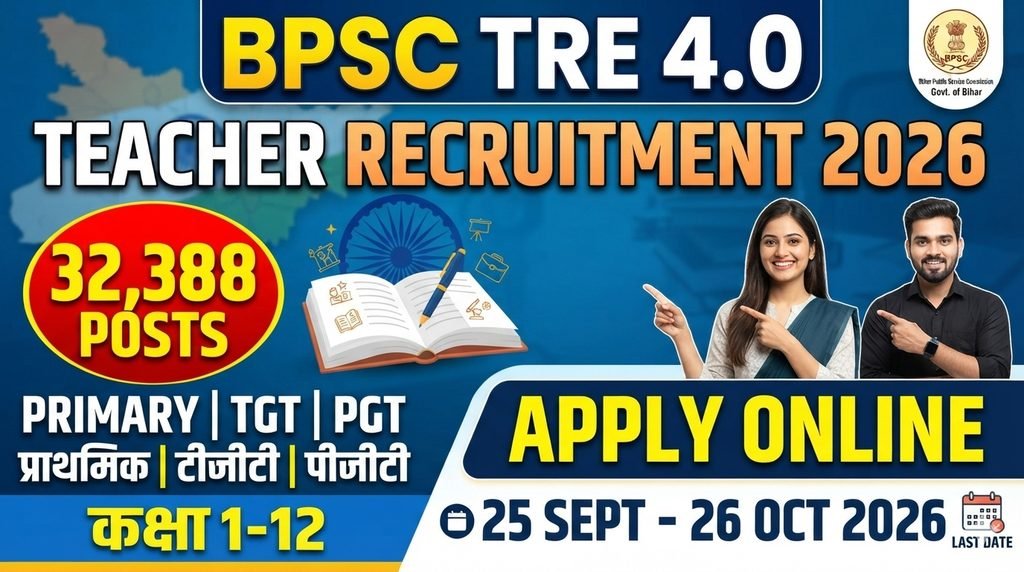 Bihar School Teacher TRE 4.0 Recruitment 2026 Apply Online 32388 Posts