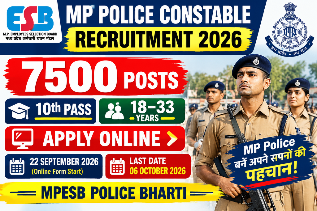 MP Police Constable GD Recruitment 2026: 7500 Post Apply Online 1 MP Police Constable Recruitment 2026 7500 Posts Apply Online