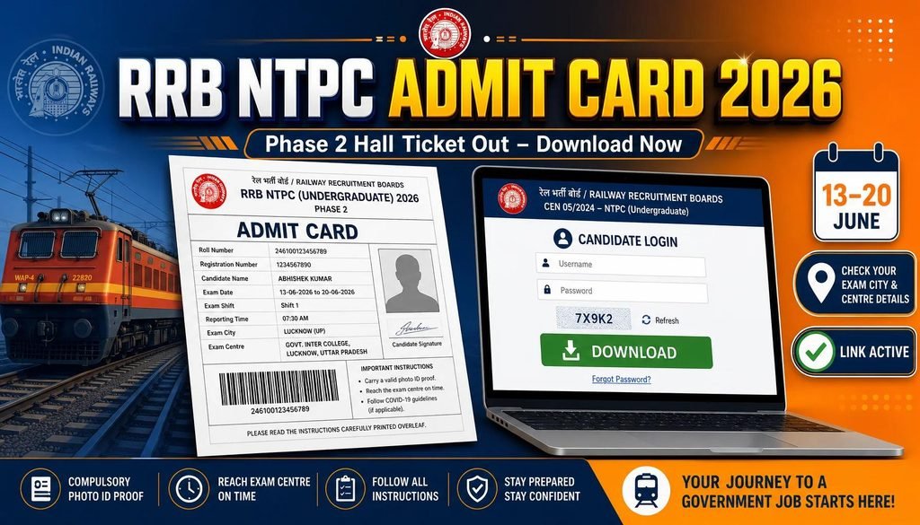 RRB NTPC UG Result 2026: 3058 Posts, Score Card & CBT-II Exam City Slip 1 RRB NTPC UG Result 2026 Score Card CBT 2 Exam City 3058 Posts