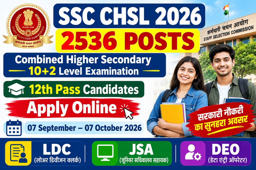 SSC CHSL 2026 Apply Online Recruitment – for 2536 Posts 1 SSC CHSL 2026 Apply Online 2536 Posts
