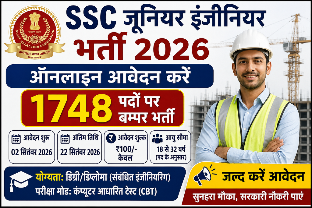 SSC Junior Engineer JE Recruitment 2026