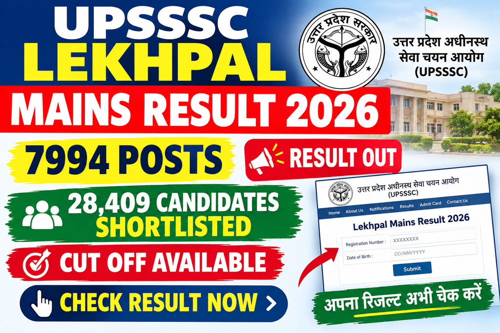 UPSSSC Lekhpal Recruitment 2025 Mains Result 2026 for 7994 Post 1 UPSSSC Lekhpal Result 2026 for 7994 Posts