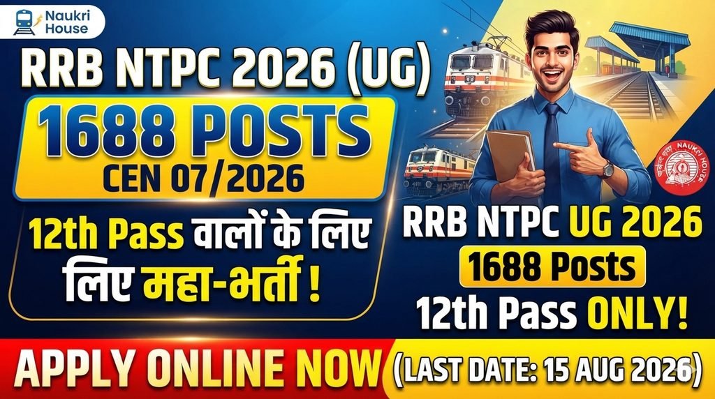 RRB NTPC Undergraduate Recruitment 2026 Apply Online 1688 Posts